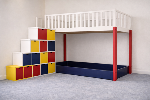Cubic Bunk Bed - Staircase with 10 Built-In Drawers