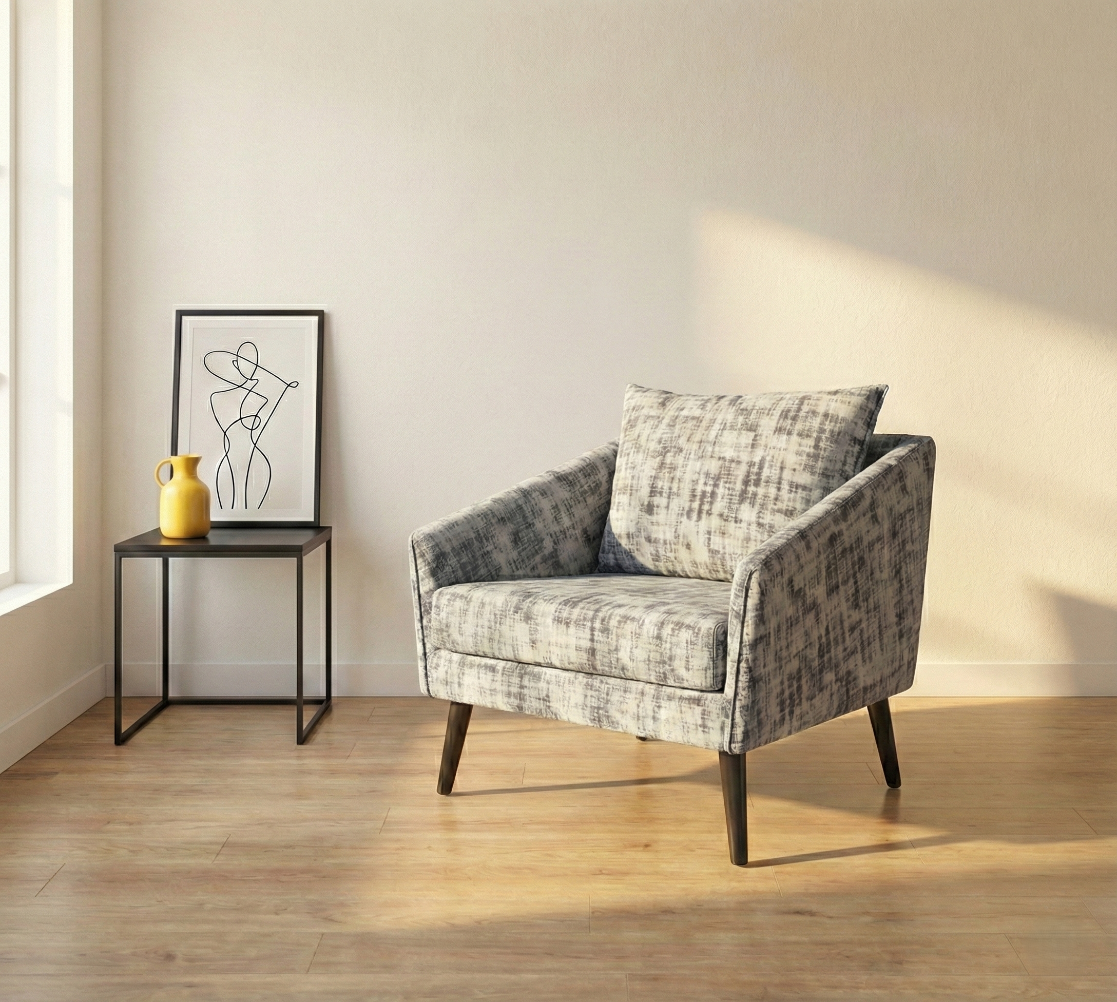 Eleganza Black & White Mist Single Seater Chair