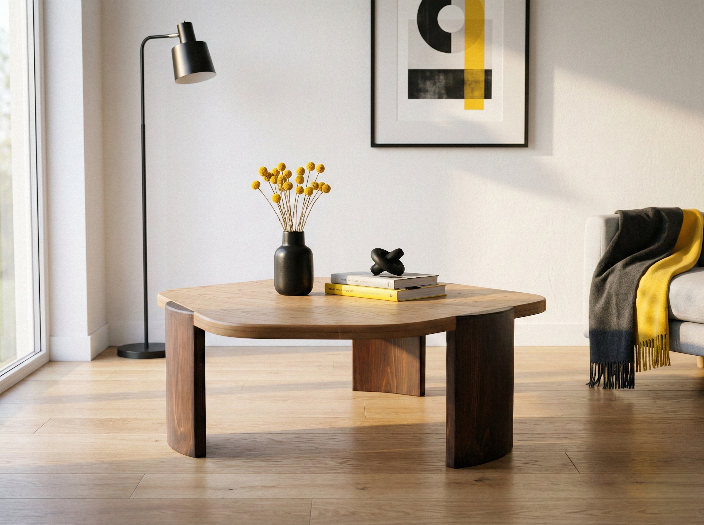 The Japandi Coffee Table - Sculptural Organic Top in Two-Tone Ashwood