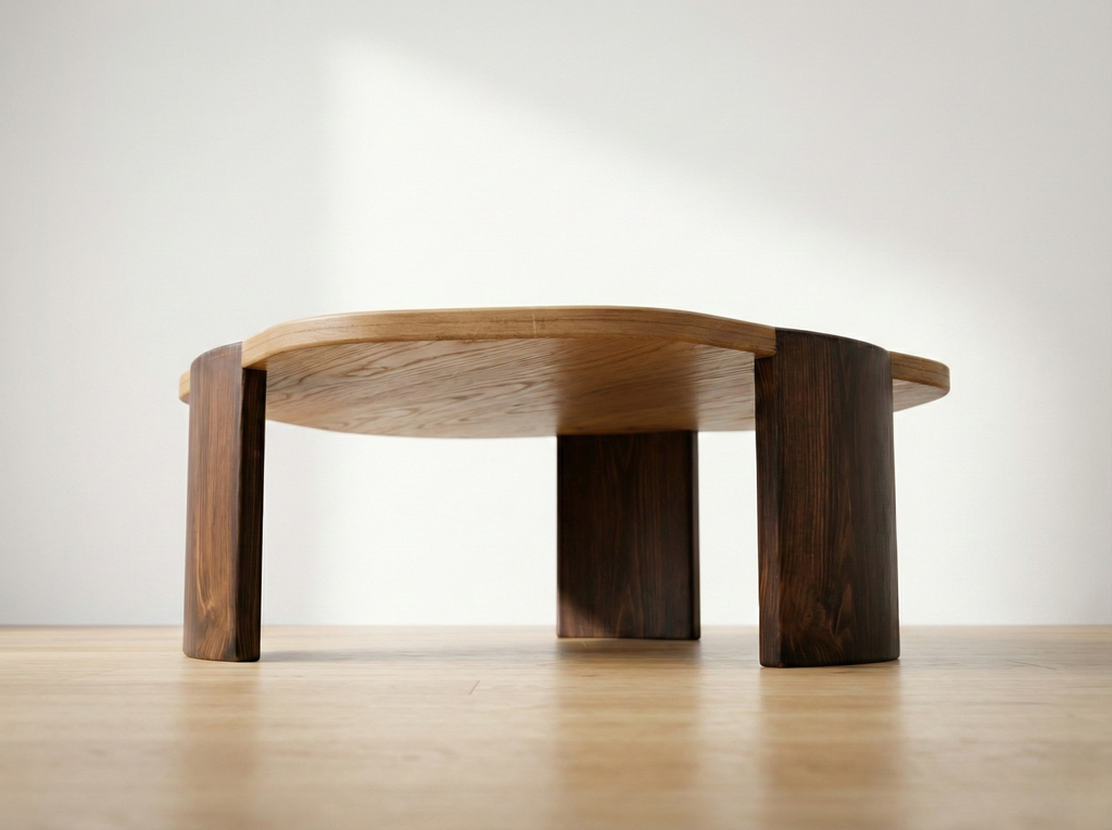 The Japandi Coffee Table - Sculptural Organic Top in Two-Tone Ashwood