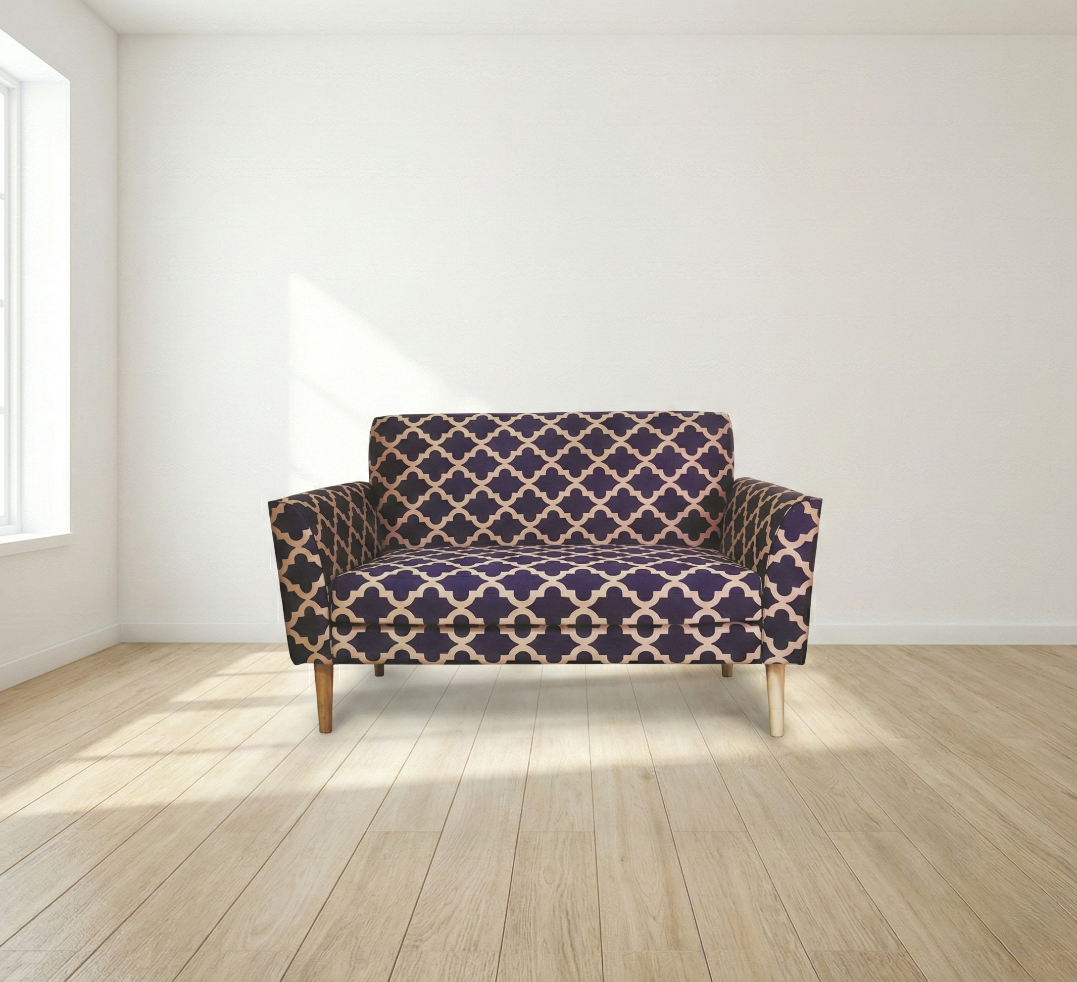 Blue Velveteen Two Seater Sofa