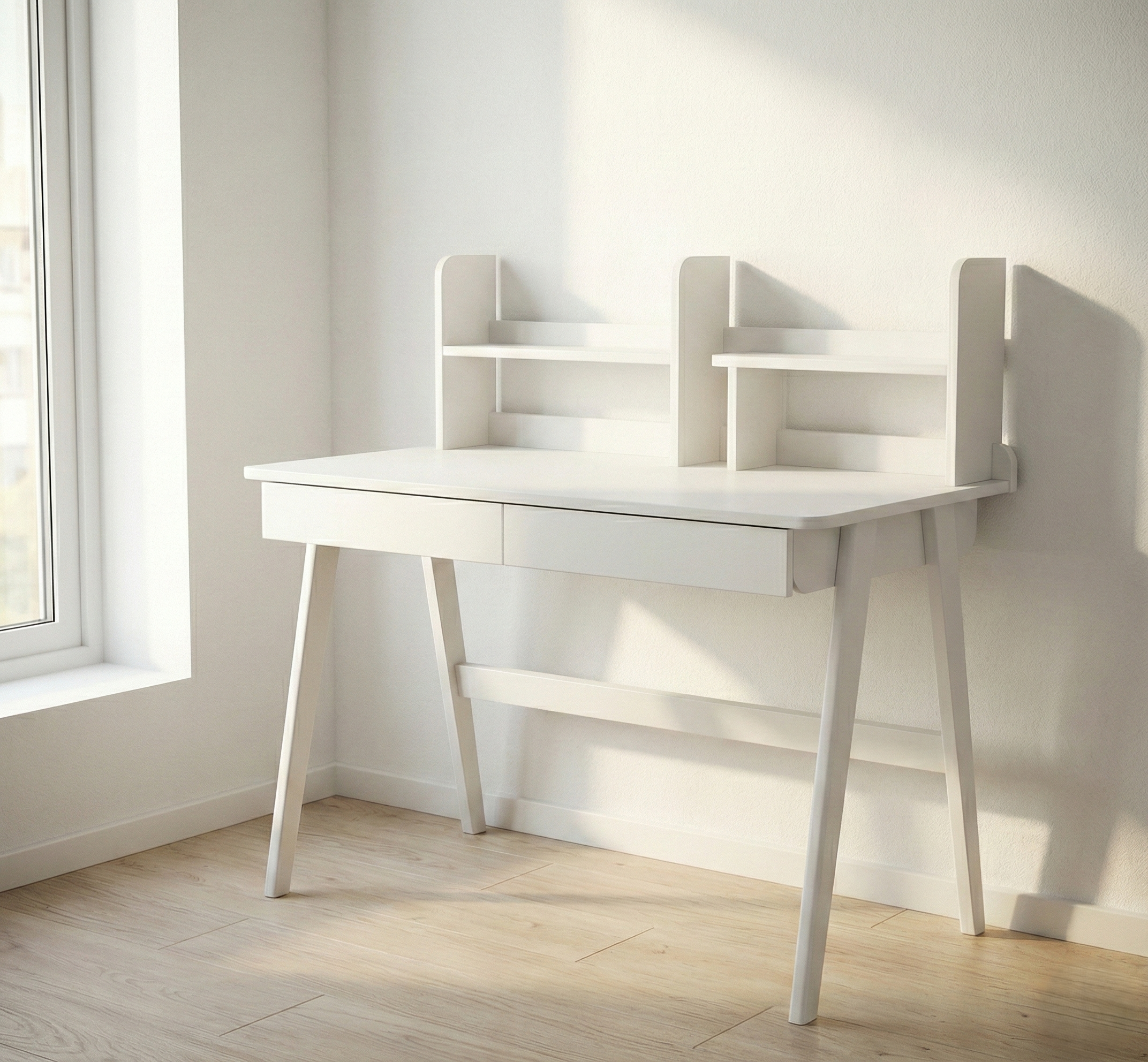 Lia Study Table - White Deco Finish for Focus & Productivity