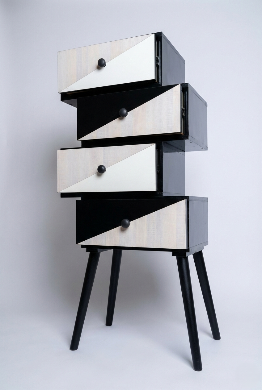 Stack Drawer Console - Asymmetrical Sculptural Design