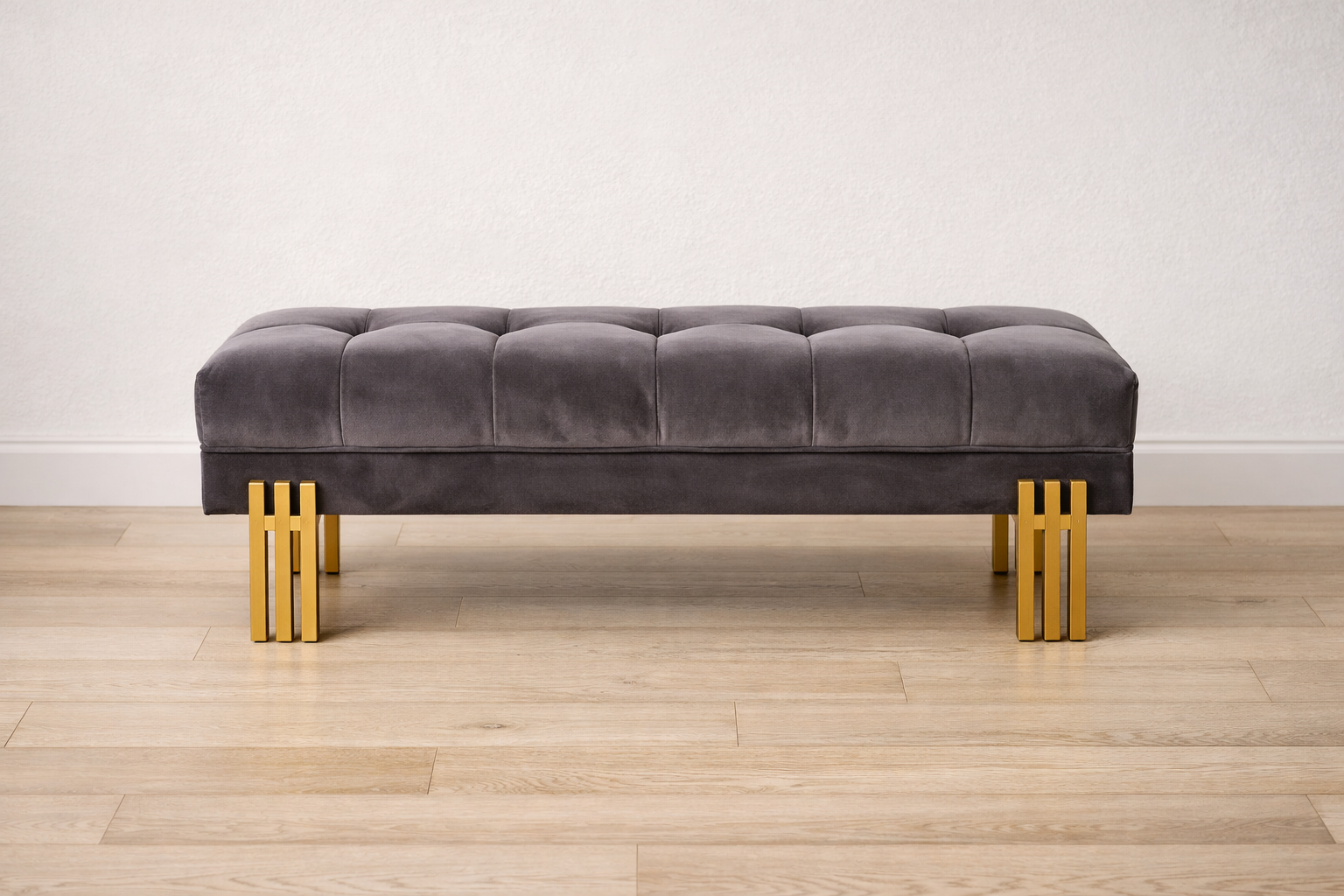 Suede and Gold Bench - Hotel-Style Luxury Seating